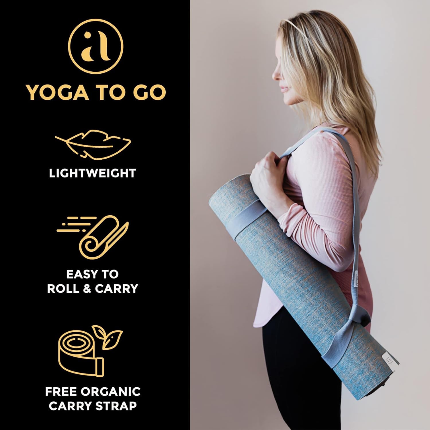 Organic Yoga Mat - Natural Jute Yoga Mats - Large Non Slip Eco Friendly Yoga Mats with Carrying Strap - Reversible Jute per - Extra Long Yoga Mat 72 Inch - 5Mm - All Types of Yoga - Vegan